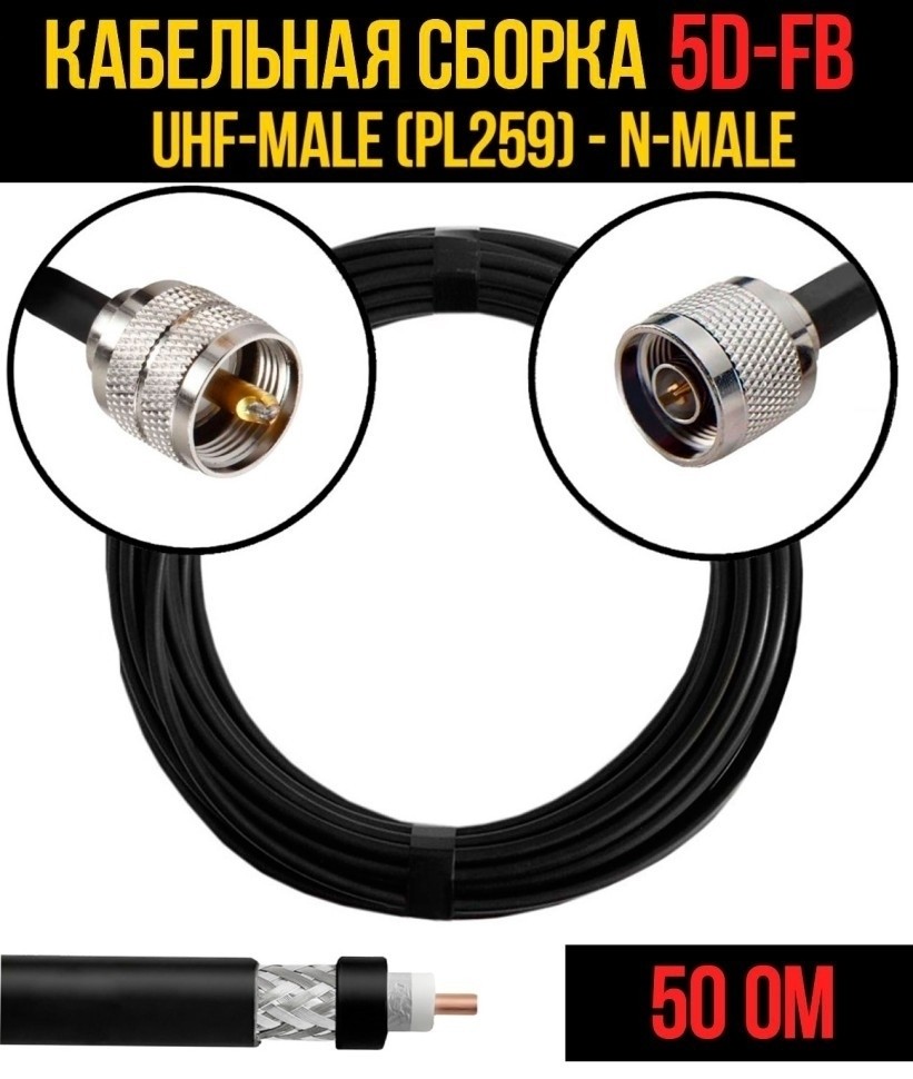 Кабельная сборка 5D-FB (UHF-male (PL259) - N-male), 20 метров