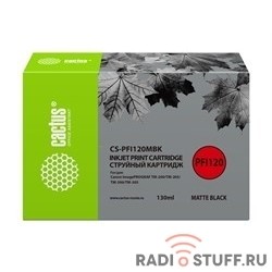 Картридж струйный Cactus CS-PFI120MBK черный матовый (130мл) для Canon imagePROGRAF TM-200/TM-205/TM-300/TM-305